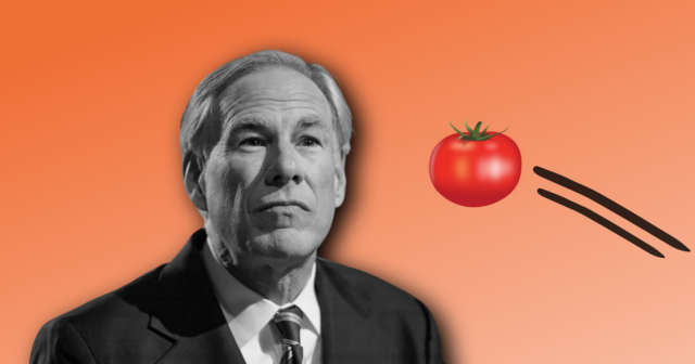 Abbott with tomato flying at him